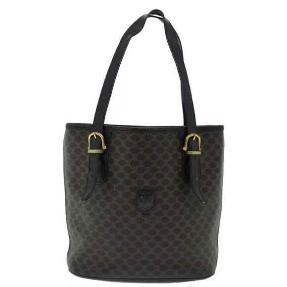 CELINE Macadam Canvas Tote Bag PVC Brown Black Auth - Picture 7 of 7